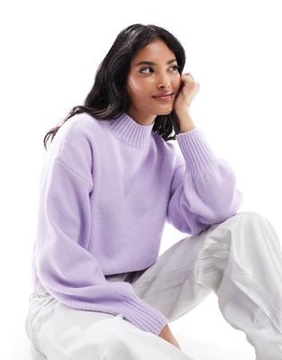 Monki knit turtleneck sweater in lilac purple