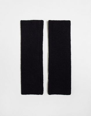 Monki knitted arm warmers in dark gray