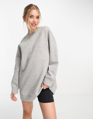 Monki long sleeve oversized sweater in light gray melange