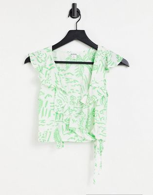 Monki Maj blouse in summer print in green - MGREEN - part of a set