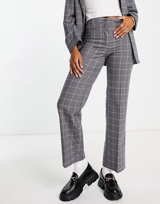 Monki mix and match pants in gray grid check