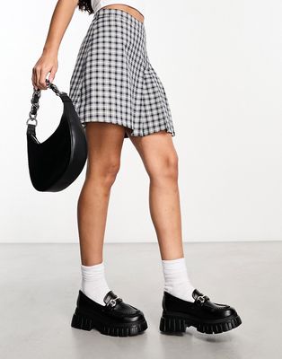 Monki mix and match pleated mini skirt in plaid-Multi