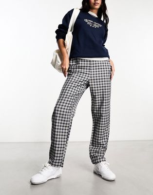 Monki mix and match tapered tailored pants in plaid-Multi