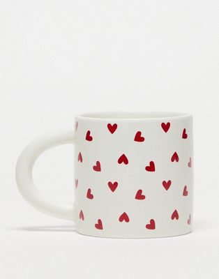 Monki mug in Christmas heart print-White