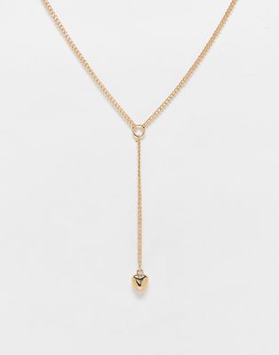 Monki necklace with heart drop chain in gold