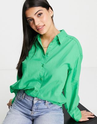 Monki oversized shirt in bright green - MGREEN