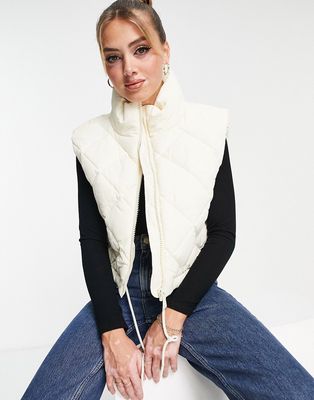 Monki padded vest in beige-Neutral