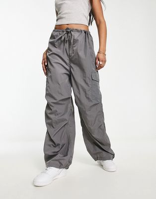 Monki parachute pants in gray