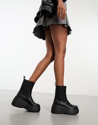 Monki platform ankle boots in black