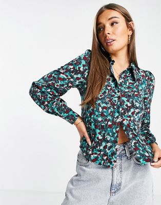 Monki polyester blouse in floral print - MULTI