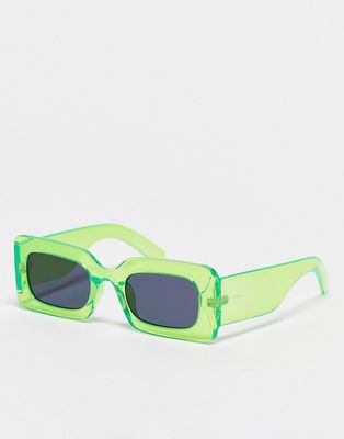 Monki rectangle sunglasses in green
