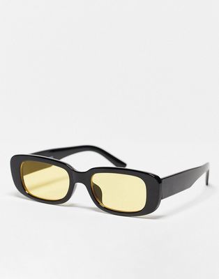 Monki rectangle sunglasses with tinted lens in black