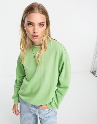 Monki round neck long sleeve sweatshirt in green