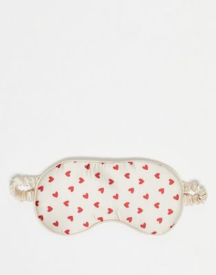 Monki sleeping mask in red heart print-White