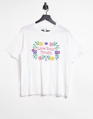 Monki slogan t-shirt in white