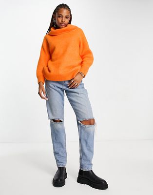 Monki slouchy knit sweater in orange
