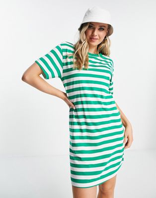 Monki striped dress in green stripe-Multi