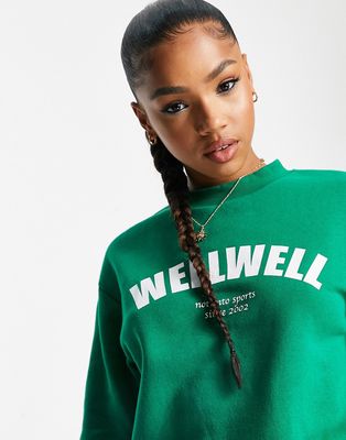 Monki sweatshirt with logo in green - part of a set