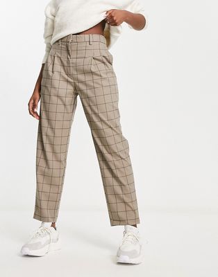 Monki tailored pants in beige grid print - part of a set-Neutral