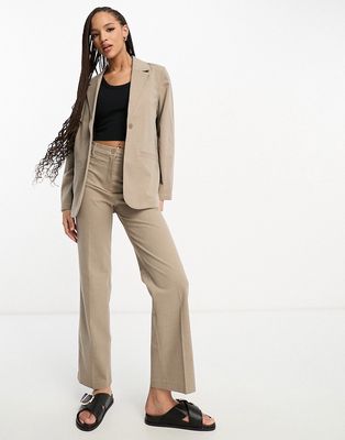 Monki tailored pants in taupe melange - part of a set-Neutral