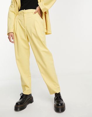 Monki tapered pants in yellow pinstripe - part of a set