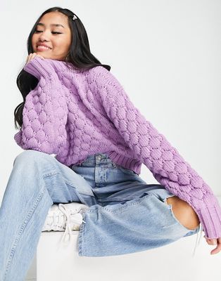 Monki textured knit sweater in purple