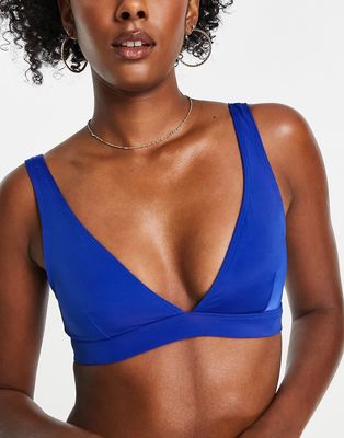 Monki V neck bikini top in bright blue