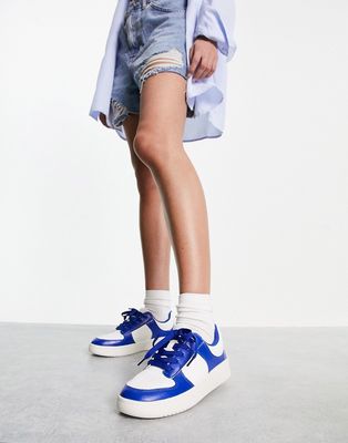 Monki vegan basketball sneakers in bright blue