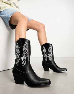 Monki western boots in black