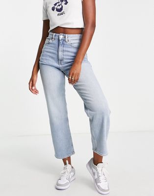 Monki Zami cotton straight leg jeans in bleach wash - LBLUE