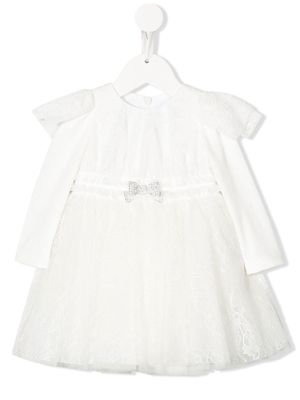 Monnalisa A-line lace midi dress - White