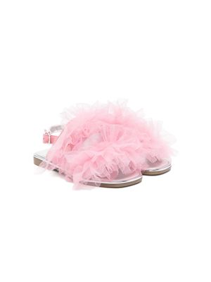 Monnalisa appliqué-detail metallic sandals - Pink