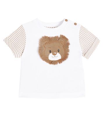Monnalisa Baby bear-appliqué cotton T-shirt
