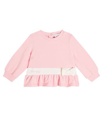 Monnalisa Baby bow-detail cotton-blend sweatshirt