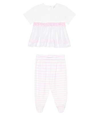 Monnalisa Baby cotton dress and pants set