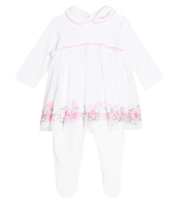 Monnalisa Baby floral-embellished cotton bodysuit