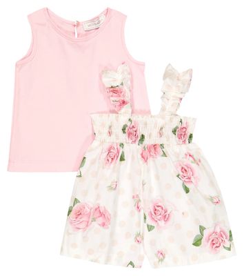 Monnalisa Baby floral top and playsuit set