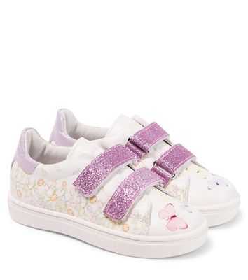 Monnalisa Baby glittered floral sneakers