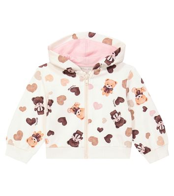 Monnalisa Baby printed zip-up cotton fleece hoodie