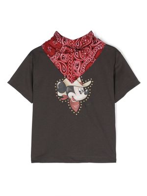 Monnalisa bandana-detail cotton T-shirt - Grey