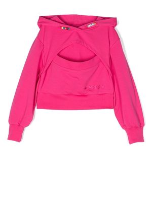 Monnalisa bead-detailing cotton hoodie - Pink