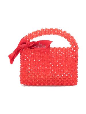 Monnalisa bead-embellished tote bag - Red