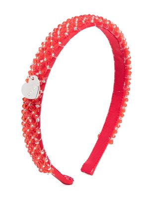Monnalisa beaded logo-charm hairband - Red