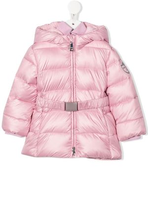 Monnalisa belted hooded puffer jacket - Pink