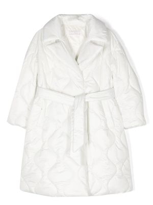 Monnalisa belted quilted coat - White