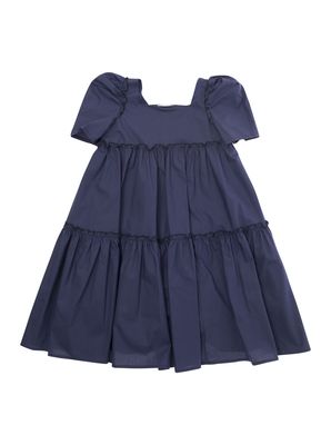 Monnalisa Blue Flounced Dress In Cotton Girl