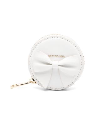 Monnalisa bow-appliqué wrist bag - White