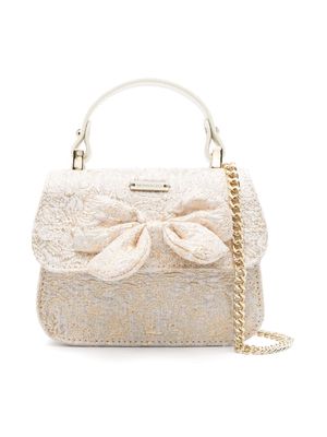 Monnalisa bow-detail brocade shoulder bag - Gold