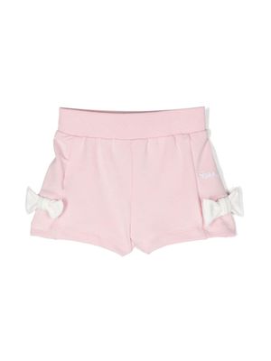 Monnalisa bow-detail cotton shorts - Pink