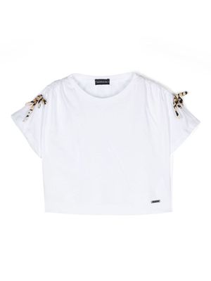 Monnalisa bow-detail cotton T-shirt - White